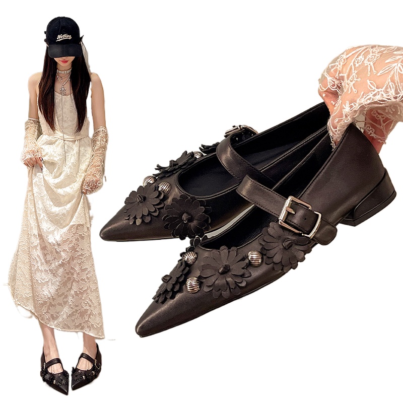 Metal Rivet Buckle Strap Soft  - огляд і ціна Women Shoes Black