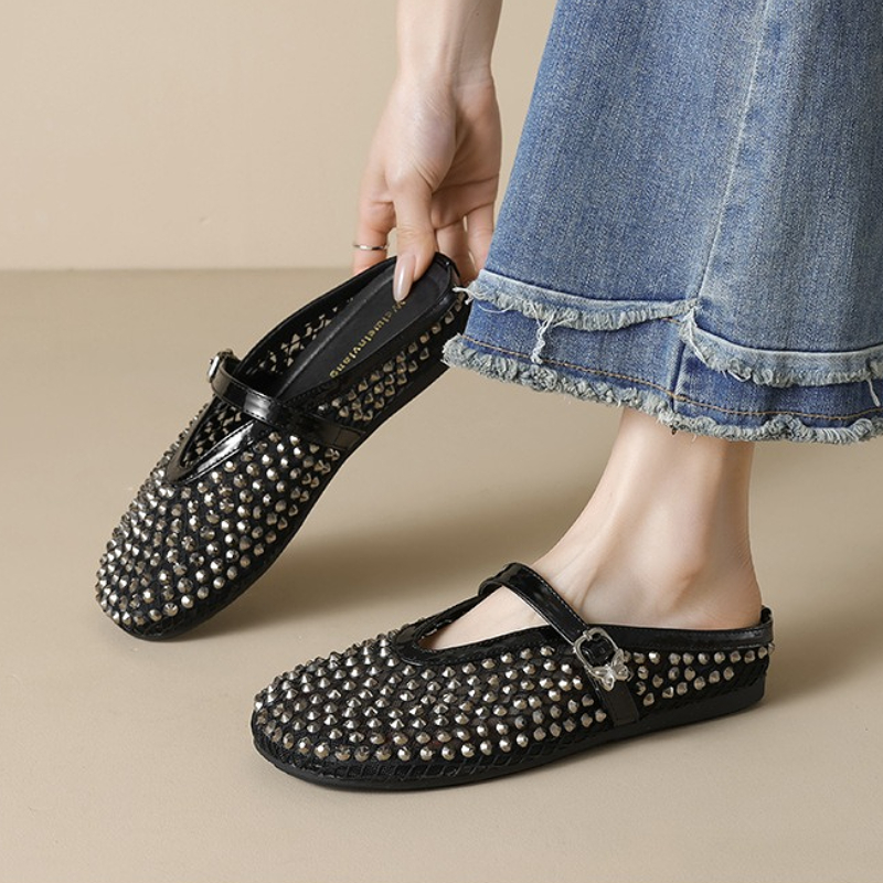 Mesh Rhinestone Brand Slippers - огляд і ціна Mule Slip On